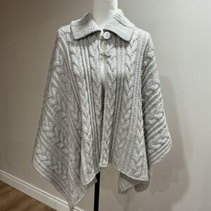 Talbots Gray Cable Knit Women's swether cape one size